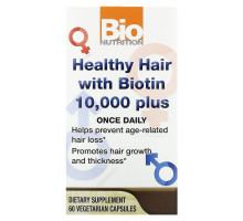 Bio Nutrition Healthy Hair с биотином 10000 Plus 60 растительных капсул