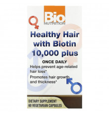 Bio Nutrition Healthy Hair с биотином 10000 Plus 60 растительных капсул