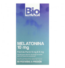 БАДы Bio Nutrition, Мелатонин, 10 мг, 60 таблеток