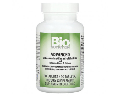 Для мышц и суставов Bio Nutrition, Advanced, глюкозамин / хондроитин / МСМ и куркума, имбирь и коллаген, 90 таблеток