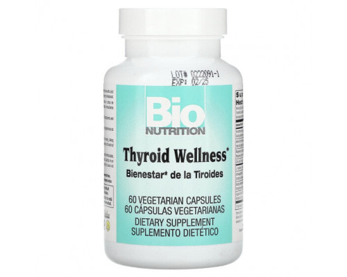 Растительные экстракты и настойки Bio Nutrition, Thyroid Wellness, 60 вегетарианских капсул Растительные экстракты и настойки Bio Nutrition, Thyroid Wellness, 60 вегетарианских капсул