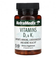 Витамин К NutraMedix, витамины D3 и К2, 60 растительных капсул