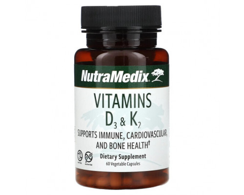 Витамин К NutraMedix, витамины D3 и К2, 60 растительных капсул Витамин К NutraMedix, витамины D3 и К2, 60 растительных капсул