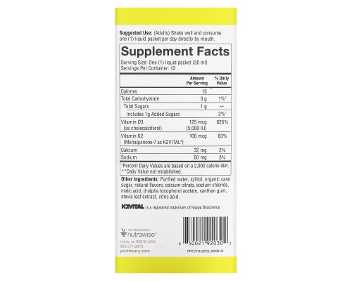 Youtheory, K2D3 On Th Go, Peach, 12 Packets, 1 fl oz (30 ml) Each Youtheory, K2D3 On Th Go, Peach, 12 Packets, 1 fl oz (30 ml) Each