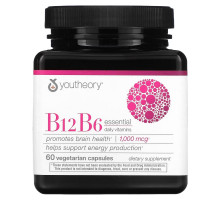 Youtheory, B12 B6, Essential Daily Vitamins, 1,000 mcg, 60 Vegetarian Capsules