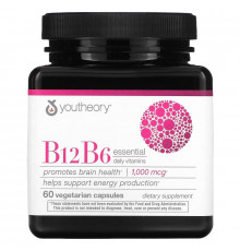 Youtheory, B12 B6, Essential Daily Vitamins, 1,000 mcg, 60 Vegetarian Capsules