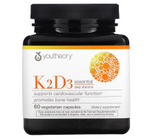 Youtheory, K2D3 Essential Daily Vitamins, 60 Vegetarian Capsules