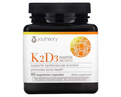 Youtheory, K2D3 Essential Daily Vitamins, 60 Vegetarian Capsules Youtheory, K2D3 Essential Daily Vitamins, 60 Vegetarian Capsules