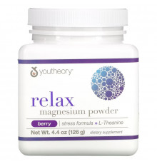 Youtheory, Relax, Magnesium Powder, Stress Formula + L-Theanine, Berry, 4.4 oz (126 g)
