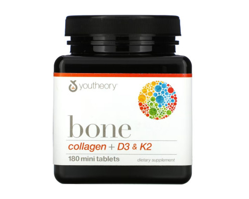 Youtheory, Bone, Collagen + D3 & K2, 180 Mini Tablets Youtheory, Bone, Collagen + D3 & K2, 180 Mini Tablets