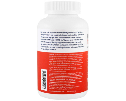 Fairhaven Health, FH Pro для женщин, добавка для беременности клинического класса, 180 капсул Fairhaven Health, FH Pro для женщин, добавка для беременности клинического класса, 180 капсул