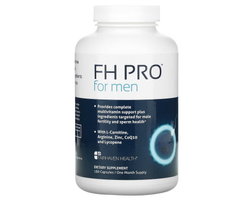 Fairhaven Health, FH Pro для мужчин, добавка для фертильности клинического класса, 180 капсул Fairhaven Health, FH Pro для мужчин, добавка для фертильности клинического класса, 180 капсул