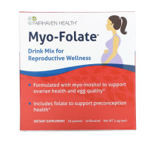 Fairhaven Health, Мио-фолат, питьевая диетическая добавка для репродуктивной системы организма, без ароматизаторов, 30 пакетиков по 2,4 г