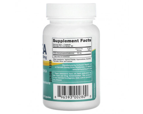 Мужское здоровье Fairhaven Health, ДГЭА, 50 мг, 60 капсул Мужское здоровье Fairhaven Health, ДГЭА, 50 мг, 60 капсул