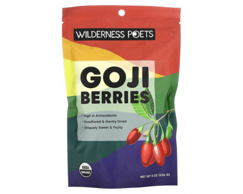 Суперфуды Wilderness Poets, органические ягоды годжи, 226 г (8 унций) Суперфуды Wilderness Poets, органические ягоды годжи, 226 г (8 унций)