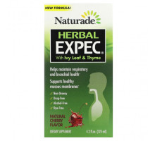 Для здоровья дыхательной системы Naturade, Herbal EXPEC, с листьями плюща и чабрецом, натуральная вишня, 125 мл (4,2 жидк. унции)