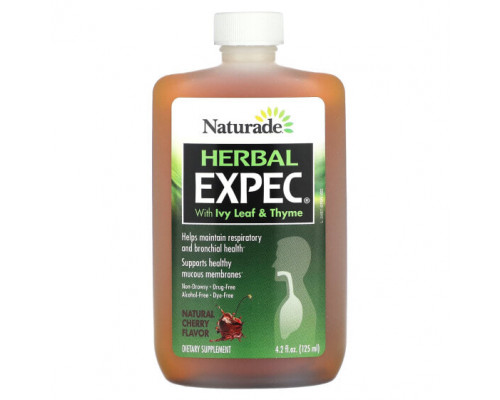 Для здоровья дыхательной системы Naturade, Herbal EXPEC, с листьями плюща и чабрецом, натуральная вишня, 125 мл (4,2 жидк. унции) Для здоровья дыхательной системы Naturade, Herbal EXPEC, с листьями плюща и чабрецом, натуральная вишня, 125 мл (4,2 жидк. унции)