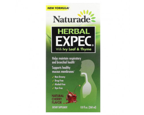 Для здоровья дыхательной системы Naturade, Herbal EXPEC, натуральный вишневый вкус, 260 мл (8,8 жидк. Унции) Для здоровья дыхательной системы Naturade, Herbal EXPEC, натуральный вишневый вкус, 260 мл (8,8 жидк. Унции)
