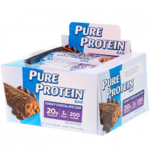 Pure Protein, Жевательный батончик с шоколадной крошкой, 6 батончиков, 1,76 унции (50 г) каждый