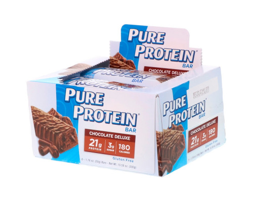 Pure Protein, Батончики с высоким содержанием белка, с шоколадным вкусом, 6 батончиков, 1,76 унций (50 г) каждый Pure Protein, Батончики с высоким содержанием белка, с шоколадным вкусом, 6 батончиков, 1,76 унций (50 г) каждый