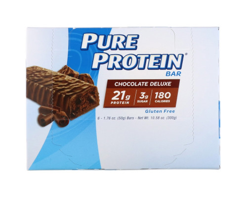 Pure Protein, Батончики с высоким содержанием белка, с шоколадным вкусом, 6 батончиков, 1,76 унций (50 г) каждый Pure Protein, Батончики с высоким содержанием белка, с шоколадным вкусом, 6 батончиков, 1,76 унций (50 г) каждый
