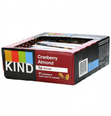 KIND Bars Kind Plus батончики с клюквой миндалем и антиоксидантами 12 батончиков по 14 унции (40 г) каждый
