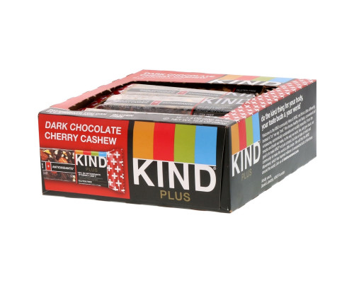 KIND Батончики Kind Plus с темным шоколадом, вишней, кешью + антиоксиданты 12 батончиков1,4 унции (40 г) каждый KIND Батончики Kind Plus с темным шоколадом, вишней, кешью + антиоксиданты 12 батончиков1,4 унции (40 г) каждый