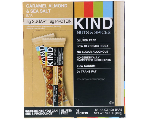 KIND Bars Nuts & Spices Caramel Almond & Sea Salt 12 Bars KIND Bars Nuts & Spices Caramel Almond & Sea Salt 12 Bars