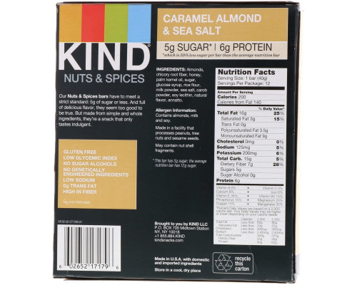 KIND Bars Nuts & Spices Caramel Almond & Sea Salt 12 Bars KIND Bars Nuts & Spices Caramel Almond & Sea Salt 12 Bars