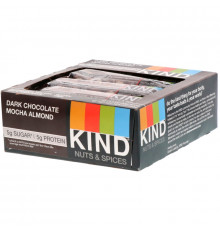 KIND Bars "Орехи со специями" с темным шоколадом мокко и миндалем 12 батончиков по 1.4 унций (40 г)