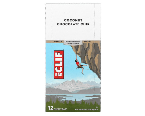 Clif Bar, Energy Bar, Coconut Chocolate Chip, 12 Bars, 2.40 oz (68 g) Each Clif Bar, Energy Bar, Coconut Chocolate Chip, 12 Bars, 2.40 oz (68 g) Each