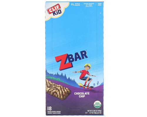 Clif Bar Clif Kid Органические батончики Z с шоколадной крошкой 18 батончиков 127 унции (36 г) каждый Clif Bar Clif Kid Органические батончики Z с шоколадной крошкой 18 батончиков 127 унции (36 г) каждый