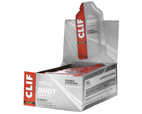 Clif Bar Shot Турбо-энергетический напиток двойной Экспрессо + кофеин 24 пакета 1.2 унций (34 г) каждый Clif Bar Shot Турбо-энергетический напиток двойной Экспрессо + кофеин 24 пакета 1.2 унций (34 г) каждый