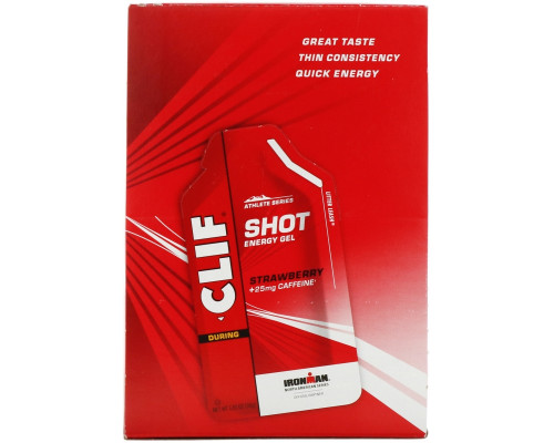 Clif Bar Shot Энергетический гель Клубника + Кофеин 24 пакетика 1.2 унций (34 г) каждый Clif Bar Shot Энергетический гель Клубника + Кофеин 24 пакетика 1.2 унций (34 г) каждый