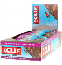 Clif Bar, Энергетический батончик, шоколадная крошка и персик, 12 батончиков, 2,40 унции (68 г) каждый