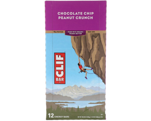 Clif Bar, Энергетический батончик, шоколадная крошка и персик, 12 батончиков, 2,40 унции (68 г) каждый Clif Bar, Энергетический батончик, шоколадная крошка и персик, 12 батончиков, 2,40 унции (68 г) каждый