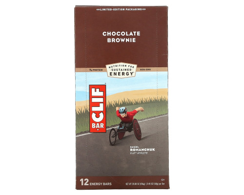 Clif Bar, Энергетический батончик, Шоколадный брауни, 12 батончиков, 2,40 унц. (68 г) каждый Clif Bar, Энергетический батончик, Шоколадный брауни, 12 батончиков, 2,40 унц. (68 г) каждый