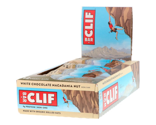 Clif Bar, Энергетический батончик с белым шоколадом и орехом макадамия, 12 батончиков, по 68 г (2,40 унции) каждый Clif Bar, Энергетический батончик с белым шоколадом и орехом макадамия, 12 батончиков, по 68 г (2,40 унции) каждый