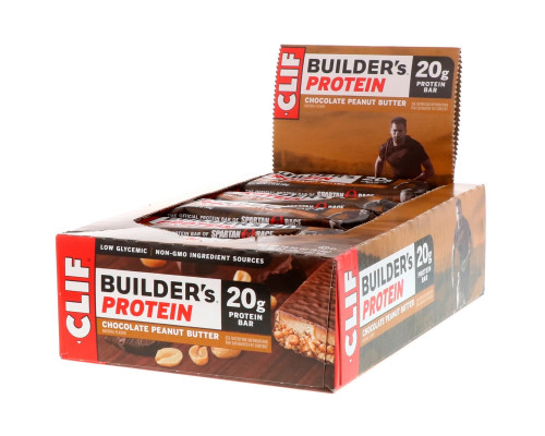 Clif Bar, Протеиновый батончик Builder, шоколадное арахисовое масло, 12 батончиков, 68 г (2,4 унции) каждый Clif Bar, Протеиновый батончик Builder, шоколадное арахисовое масло, 12 батончиков, 68 г (2,4 унции) каждый