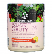 PlantFusion, Комплекс с растительными пептидами, Collagen Beauty, клубничный лимонад, 180 г
