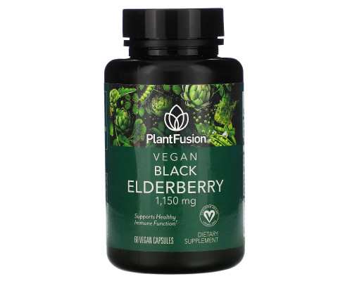 PlantFusion, Vegan Black Elderberry, 1,150 mg, 60 Vegan Capsules PlantFusion, Vegan Black Elderberry, 1,150 mg, 60 Vegan Capsules