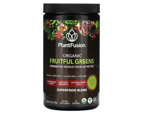 Суперфуды PlantFusion, Органическая плодовая зелень, 240 г (8,46 унции) Суперфуды PlantFusion, Органическая плодовая зелень, 240 г (8,46 унции)