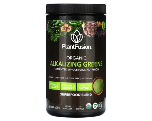 Зелень и зеленые овощи PlantFusion, Органическая подщелачивающая зелень, 240 г (8,46 унции) Зелень и зеленые овощи PlantFusion, Органическая подщелачивающая зелень, 240 г (8,46 унции)