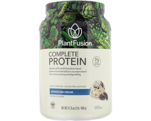 PlantFusion, Полностью растительный протеин, со вкусом крема и печенья, 2 фунта (908 г) PlantFusion, Полностью растительный протеин, со вкусом крема и печенья, 2 фунта (908 г)