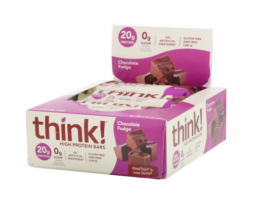 ThinkThin, Протеиновый батончик, шоколадная помадка, 10 батончиков, 60 г (1,1 унция) каждый ThinkThin, Протеиновый батончик, шоколадная помадка, 10 батончиков, 60 г (1,1 унция) каждый