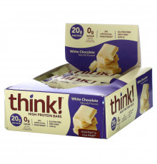 ThinkThin, Высокопротеиновый батончик, белый шоколад, 10 батончиков, 2,1 унции (60 г) каждый