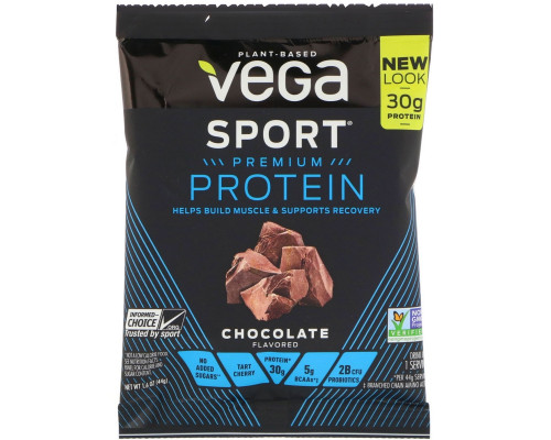 Vega, Спортивная Смесь Для Белковых Напитков, Шоколадный Вкус, 12 Пакетиков, 1.6 унции (44 г) Каждый Vega, Спортивная Смесь Для Белковых Напитков, Шоколадный Вкус, 12 Пакетиков, 1.6 унции (44 г) Каждый