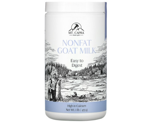 Mt. Capra, CapraMilk, Обезжиренное козье молоко в виде порошка, 1 фунт (453 г) Mt. Capra, CapraMilk, Обезжиренное козье молоко в виде порошка, 1 фунт (453 г)