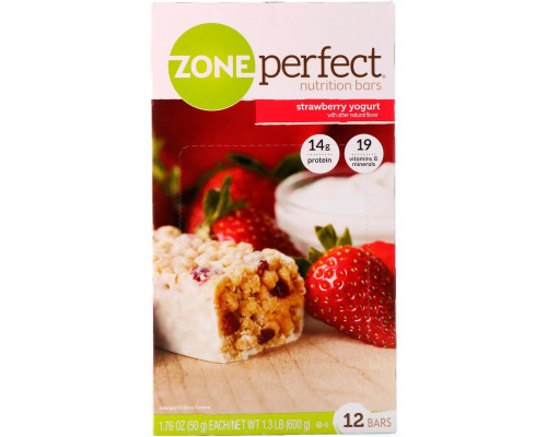 ZonePerfect, Питательные батончики, со вкусом клубничного йогурта, 12 батончиков по 1.76 унций (50 г) ZonePerfect, Питательные батончики, со вкусом клубничного йогурта, 12 батончиков по 1.76 унций (50 г)