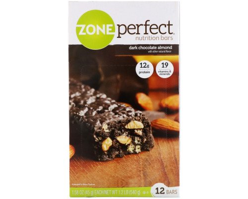 ZonePerfect Dark All-Natural Nutrition Bars Dark Chocolate Almond 12 Bars 1.58 oz (45 g) Each ZonePerfect Dark All-Natural Nutrition Bars Dark Chocolate Almond 12 Bars 1.58 oz (45 g) Each